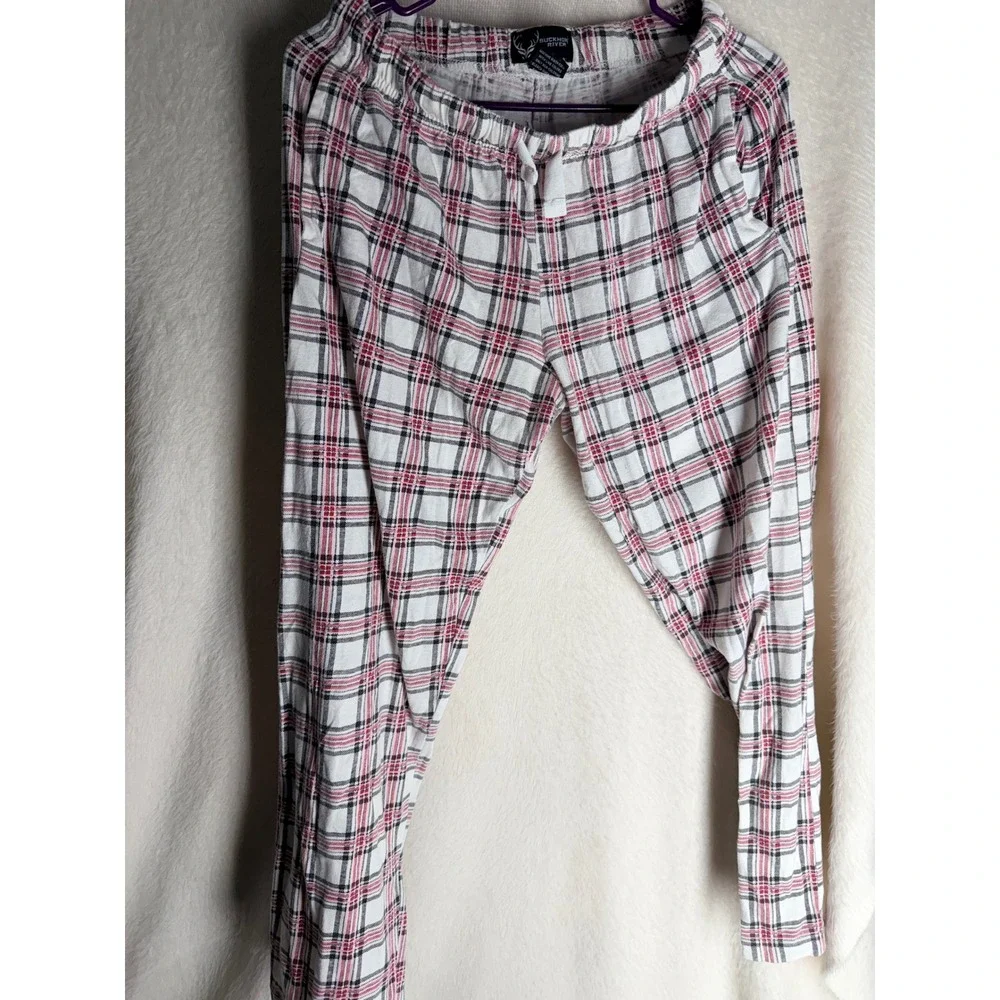 Buckhorn River Womens Plaid Pajama Pants White Red Black Lounge Bottoms Small